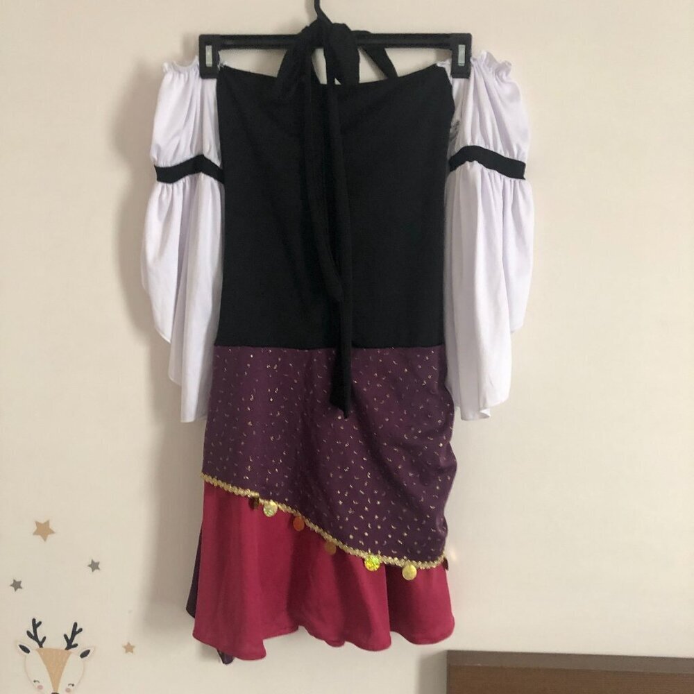 Fortune Teller Gypsy Esmeralda Costume Crystal Ball Dress Girls Medium M 8-10 - Picture 3 of 10